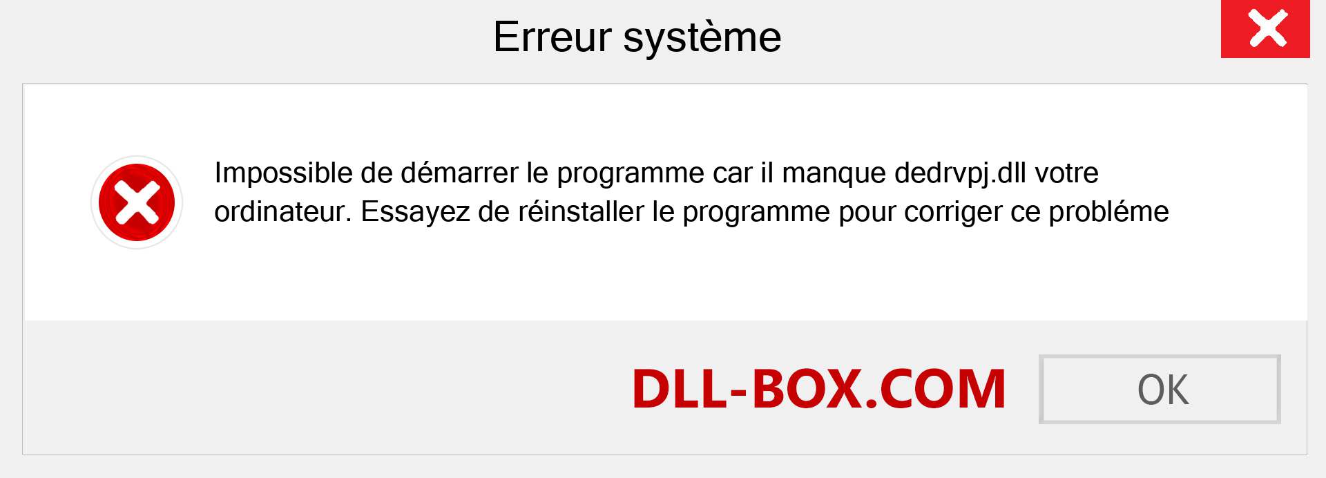 Le fichier dedrvpj.dll est manquant ?. Télécharger pour Windows 7, 8, 10 - Correction de l'erreur manquante dedrvpj dll sur Windows, photos, images