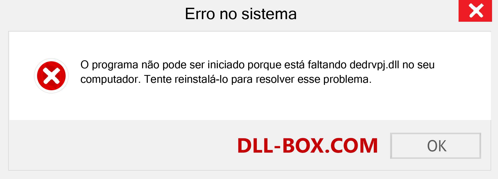 Arquivo dedrvpj.dll ausente ?. Download para Windows 7, 8, 10 - Correção de erro ausente dedrvpj dll no Windows, fotos, imagens