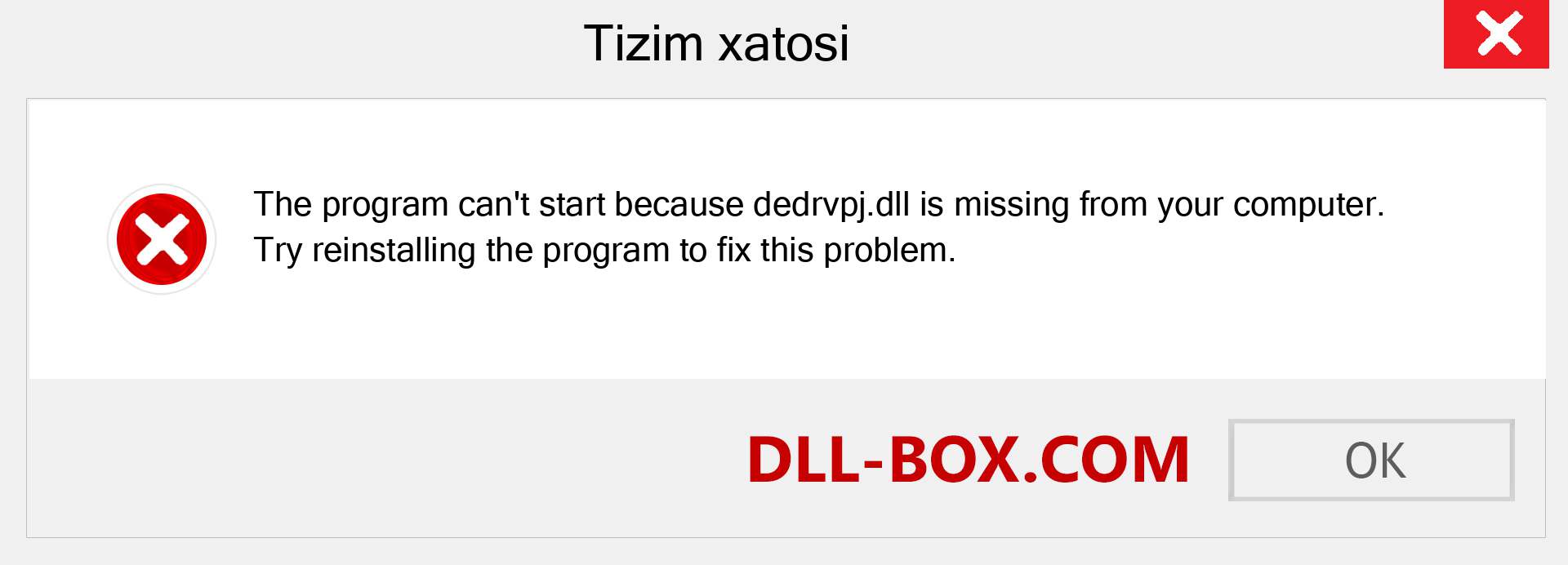 dedrvpj.dll fayli yo'qolganmi?. Windows 7, 8, 10 uchun yuklab olish - Windowsda dedrvpj dll etishmayotgan xatoni tuzating, rasmlar, rasmlar